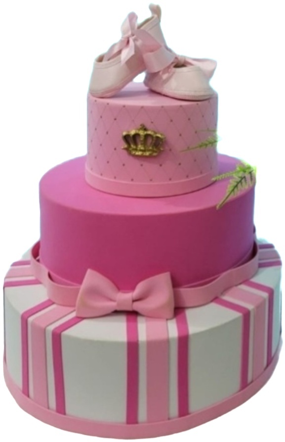 Bolo  Chá de Bebê Rosa. - lucia mendonça decoraçoes