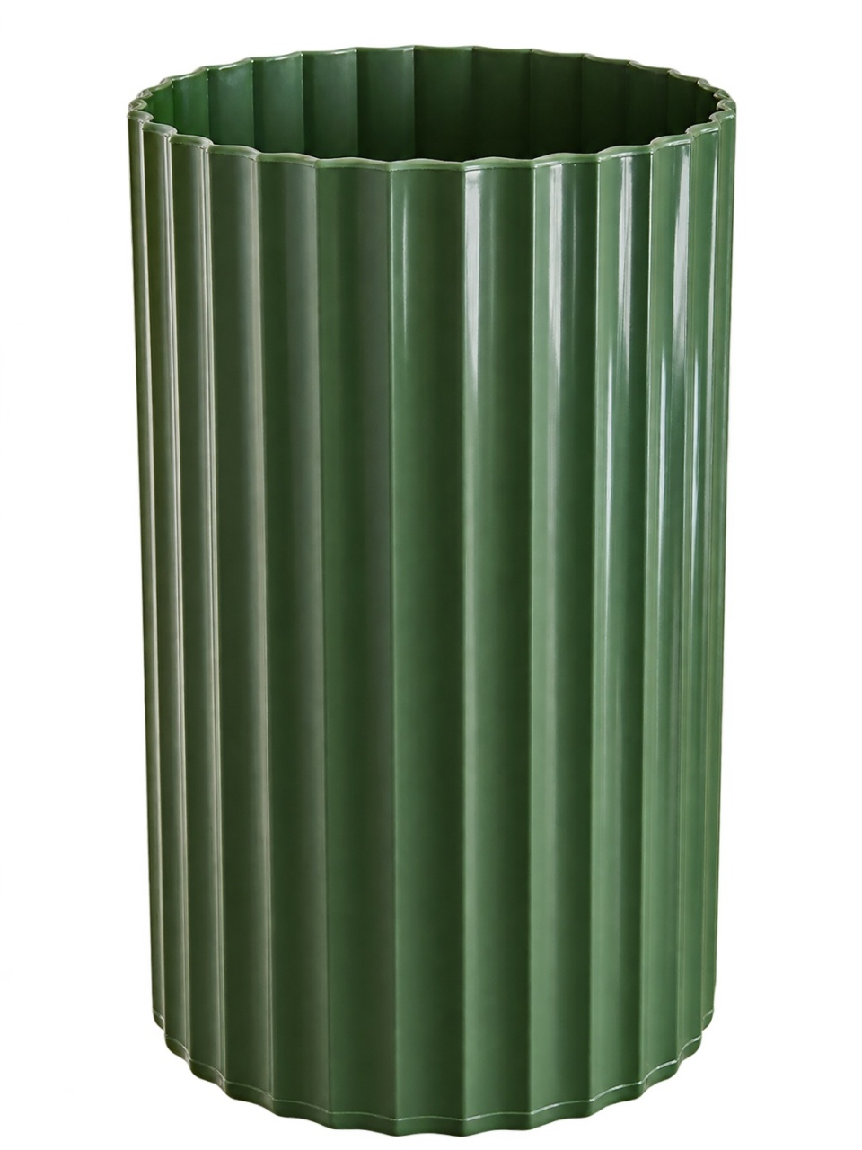 Vaso Cilíndrico Canelado - Verde Militar - lucia mendonça decoraçoes