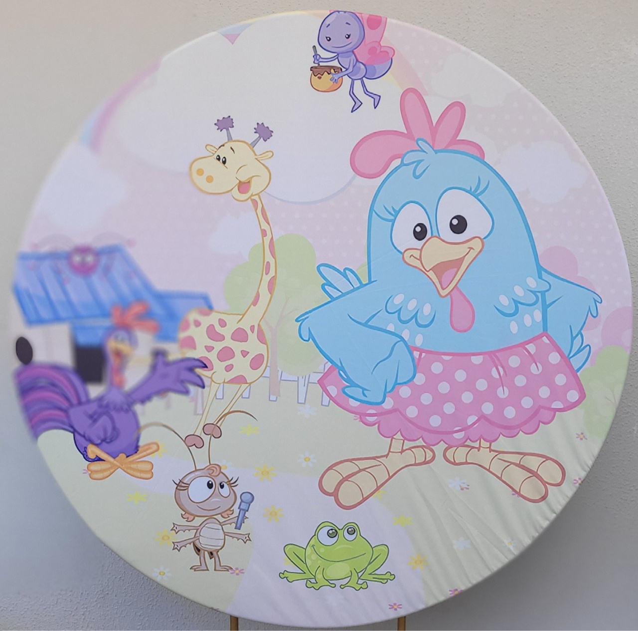Capa Painel Redondo Galinha Pintadinha Rosa - lucia mendonça decoraçoes