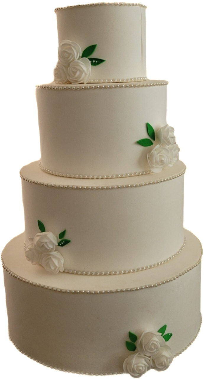 Bolo Branco/ Flores - G - lucia mendonça decoraçoes