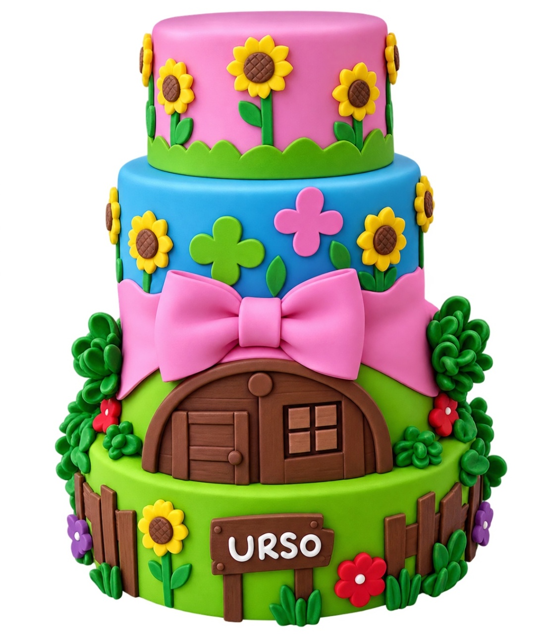 Bolo Marsha E O Urso - lucia mendonça decoraçoes