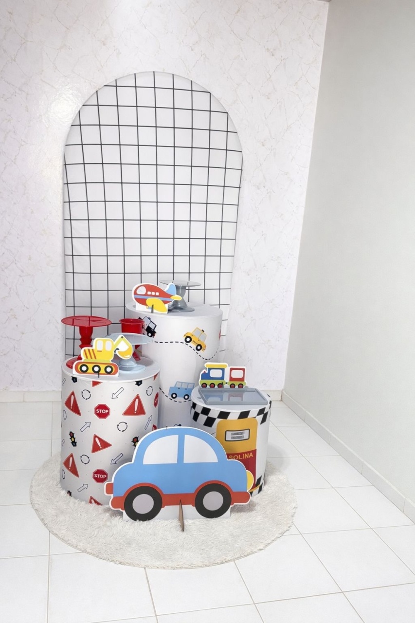 Combo Romano Infantil Carrinhos Painel Quadriculado - Brenda silva nascimento 
