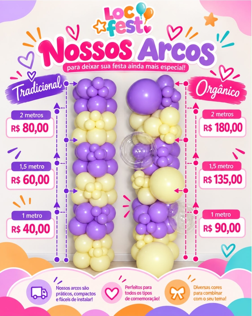 Arco de Balão 2 Metros Orgânico - Brenda silva nascimento 