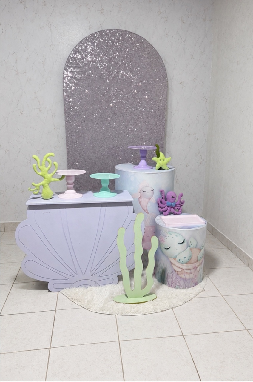 Combo Infantil Sereia Rosa/Lilas Gliter - Brenda silva nascimento 