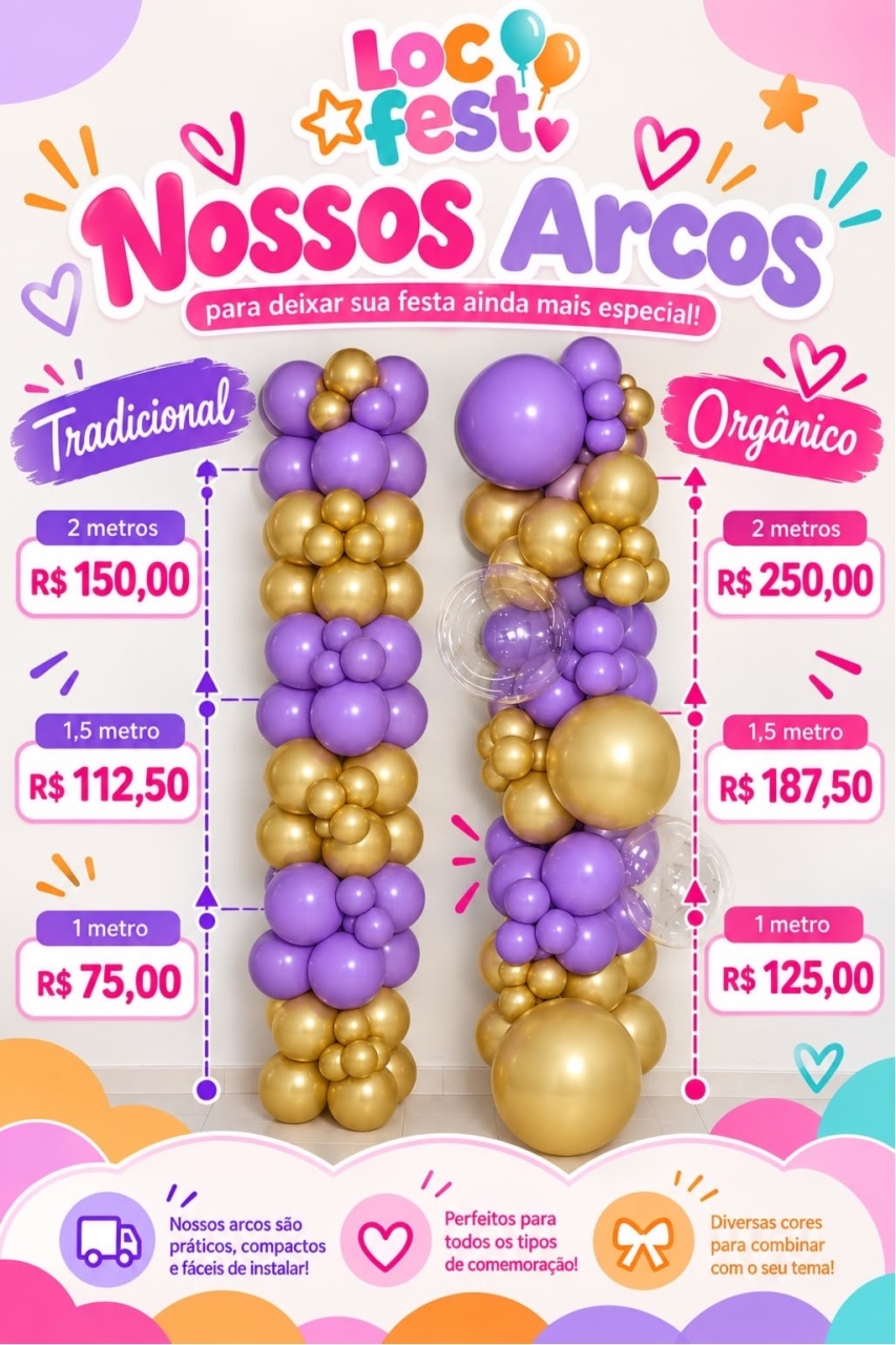 Arco de Balão Orgânico Metalizado 2 Metros - Brenda silva nascimento 