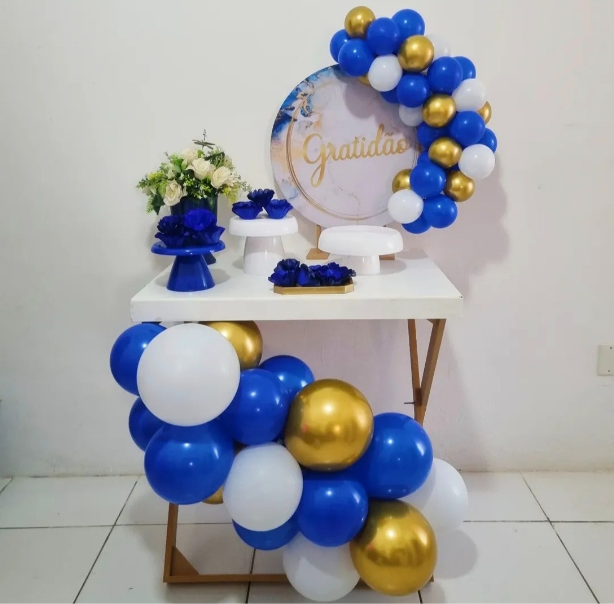 Mini Festa Gratidão Azul C/ Dourado  - Ateliê Click Festas 