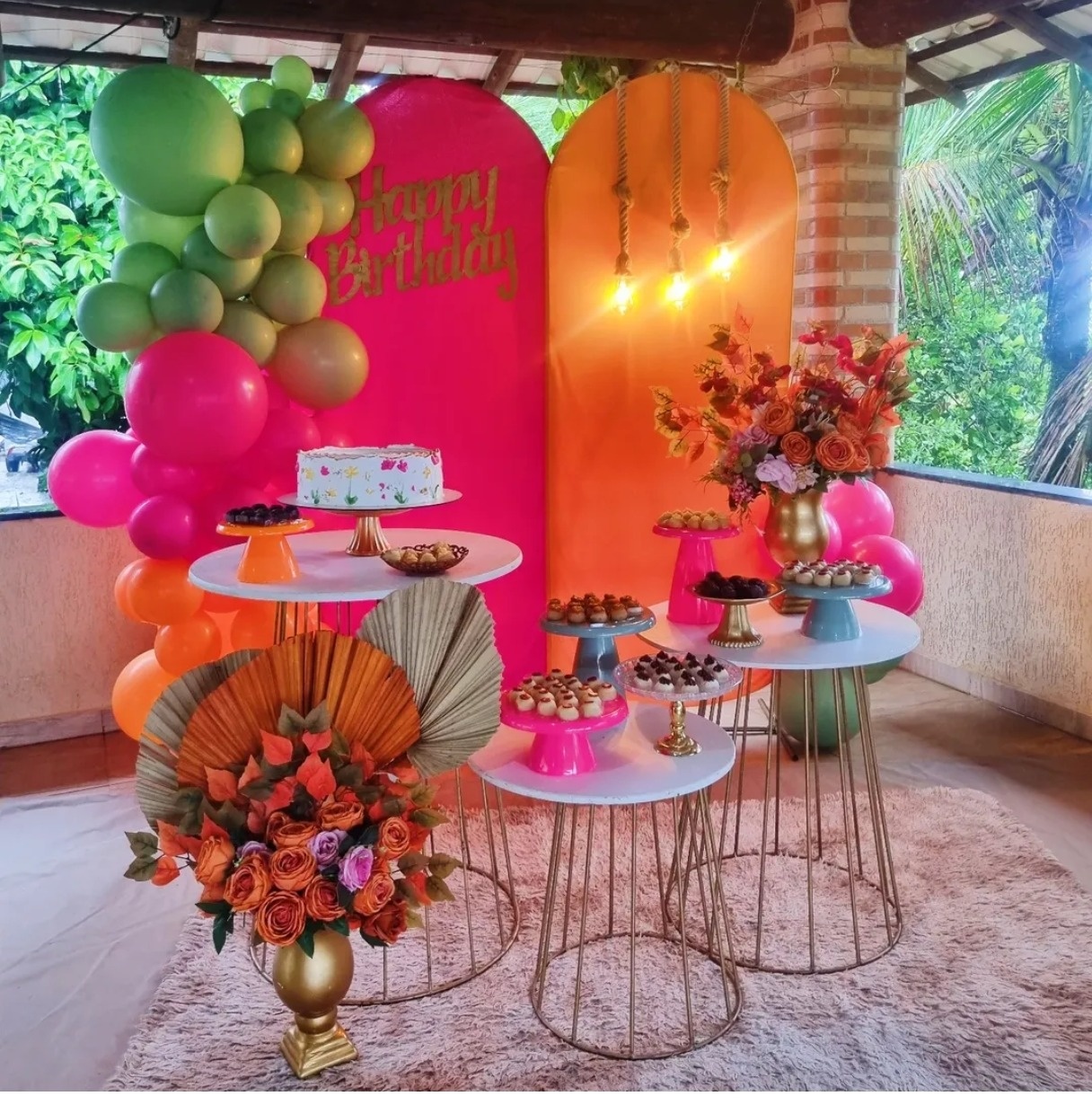 Laranja E Pink Kit Premium  - Ateliê Click Festas 