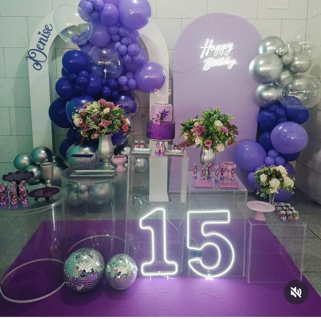 Decoração Roxo/Prata E Lilas - DECORANDO SONHOS