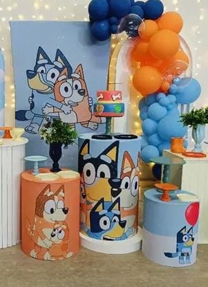 Bluey / Painel Romano + 3 Cilindros - DECORANDO SONHOS