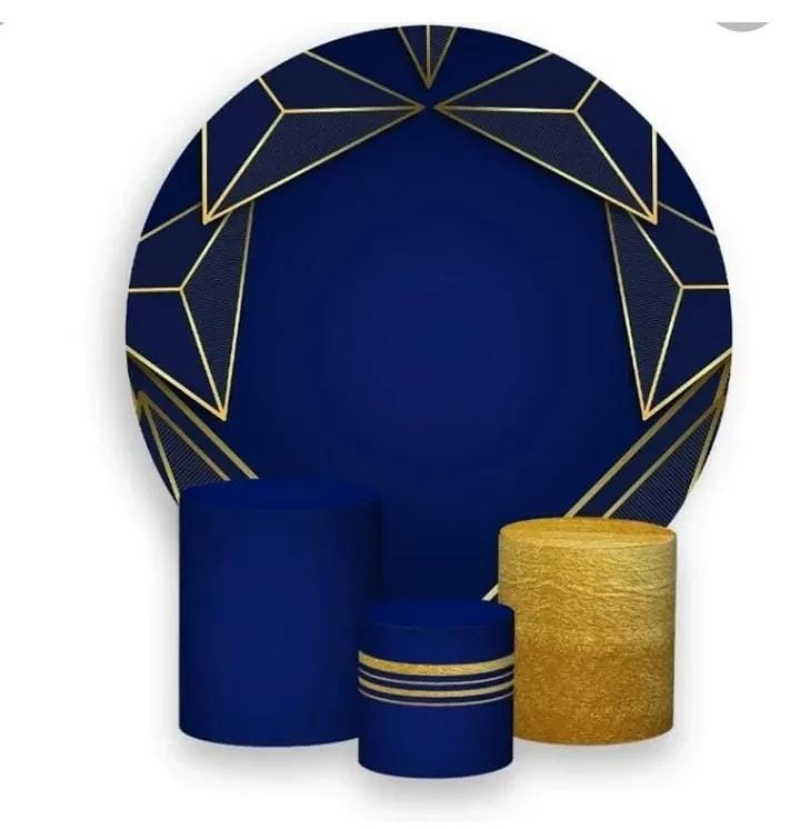 Azul E Dourado Geométrico / Adulto - DECORANDO SONHOS