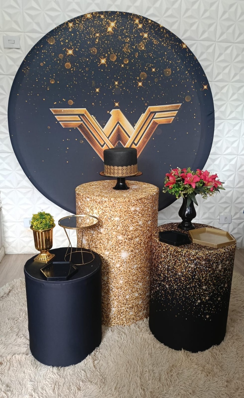 Mulher Maravilha Simbolo Preto E Dourado - DECORANDO SONHOS