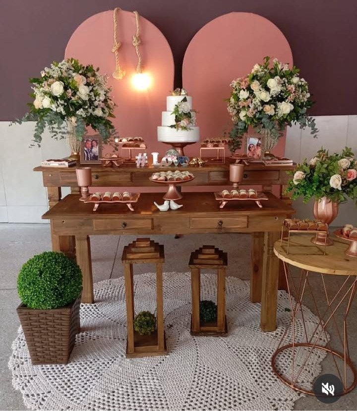 Casamento Rose Montagem  Com Flor Natural  - DECORANDO SONHOS
