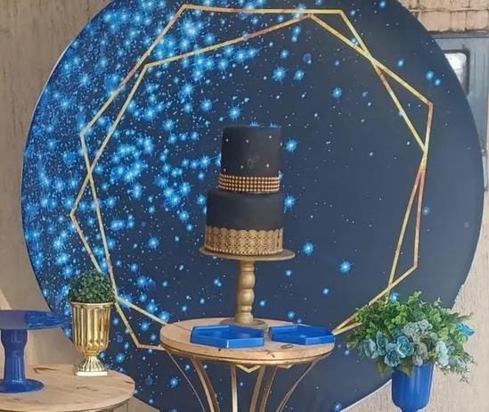 Azul Glitter / Painel Redondo - DECORANDO SONHOS