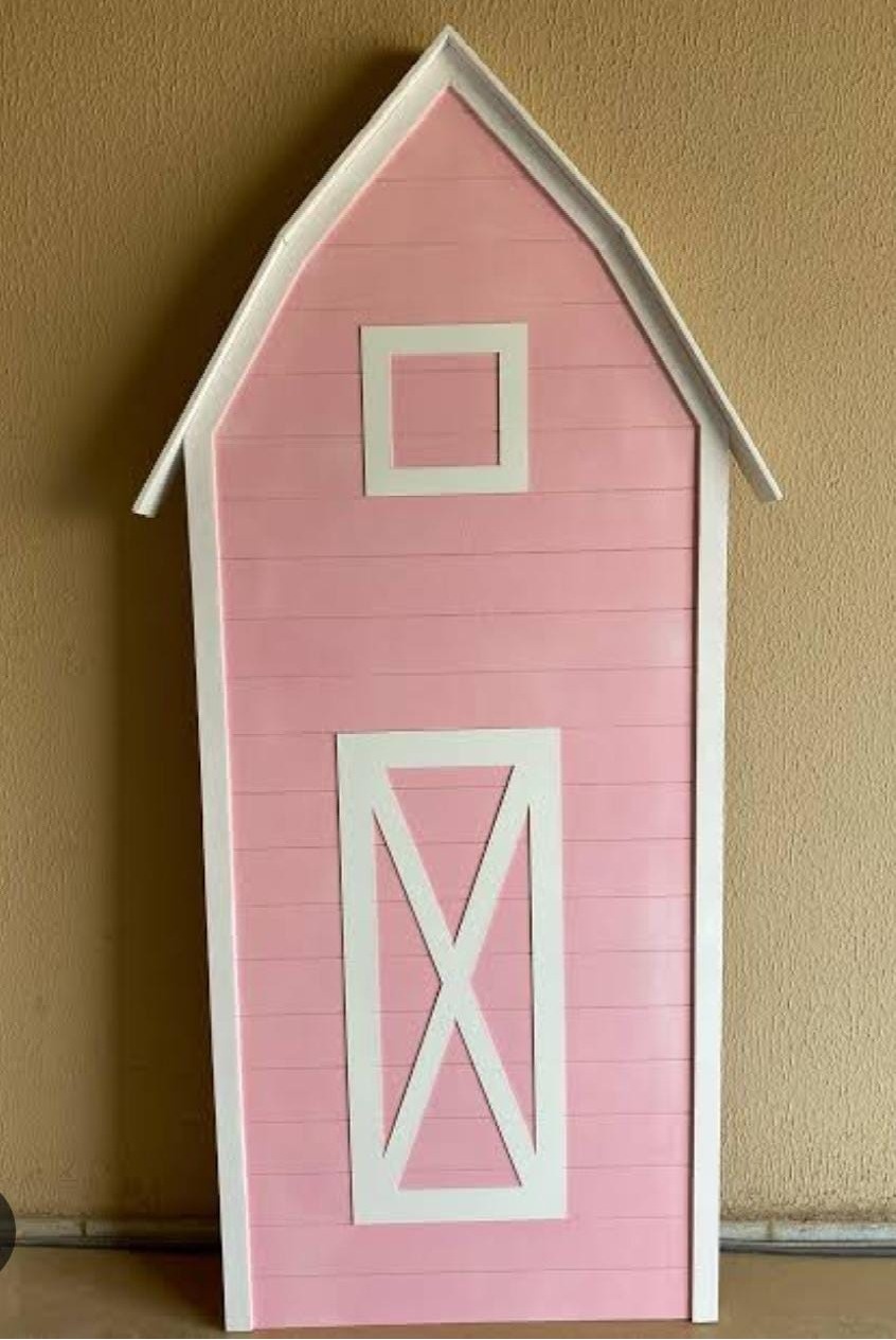 Painel Mdf Celeiro Rosa E Branco - DECORANDO SONHOS