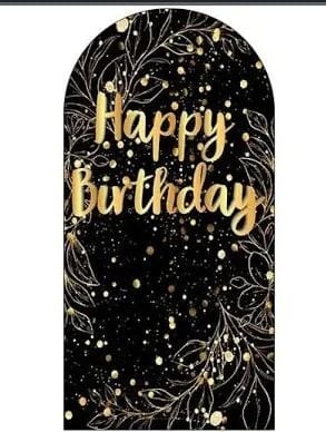Tecido Preto E Dourado Glitter/Happy Birthday - DECORANDO SONHOS