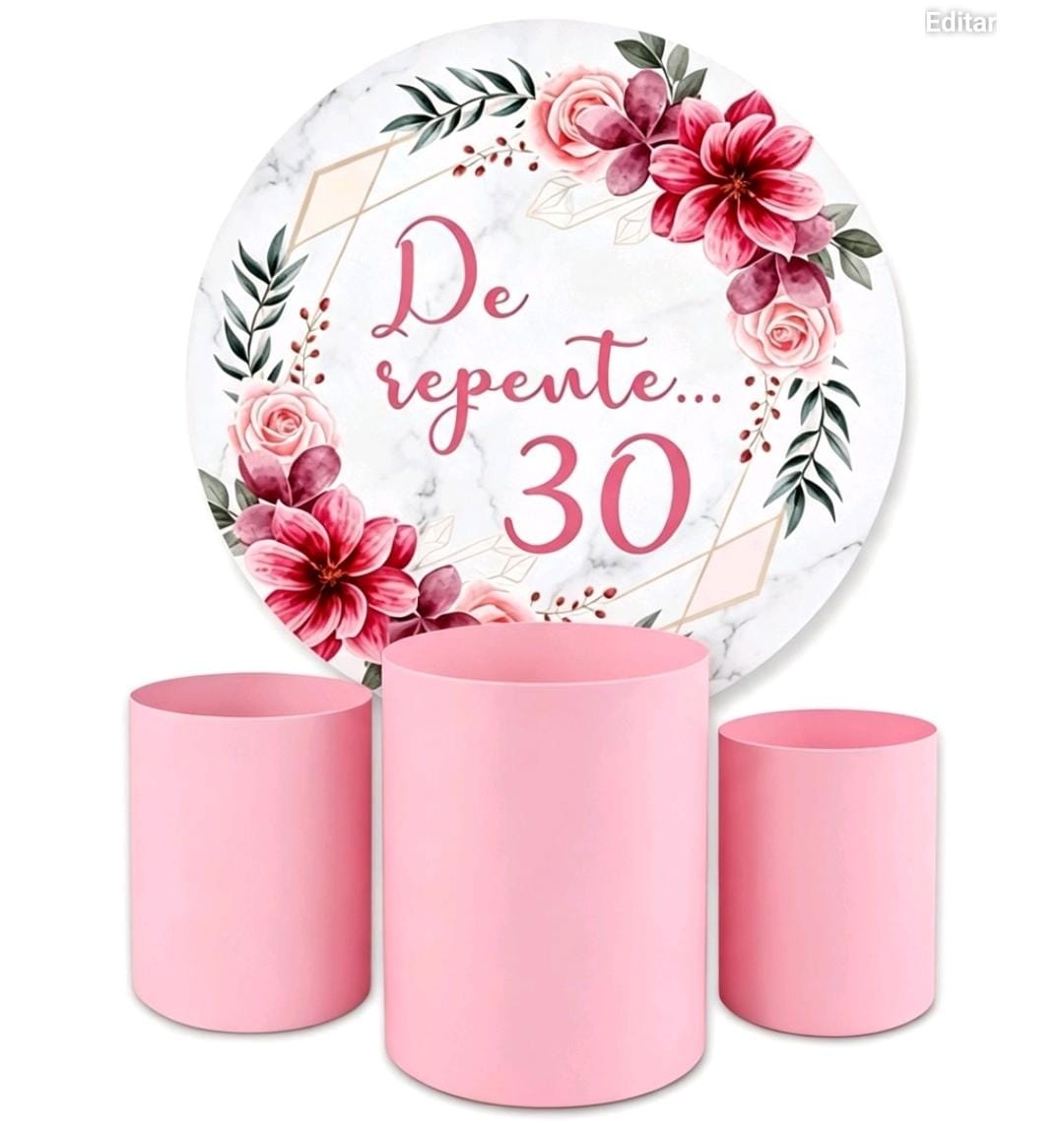 Kit Capas de Repente 30/Floral/30 Anos/ Rosa - DECORANDO SONHOS