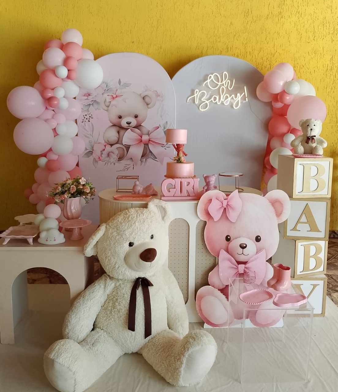 Chá de Bebe Ursinha Rosa  Montagem - DECORANDO SONHOS