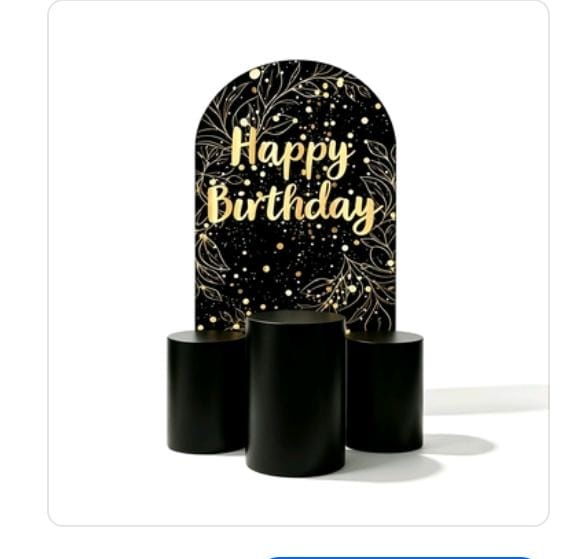 Happy Birthday / Preto Dourado E Gliter - DECORANDO SONHOS
