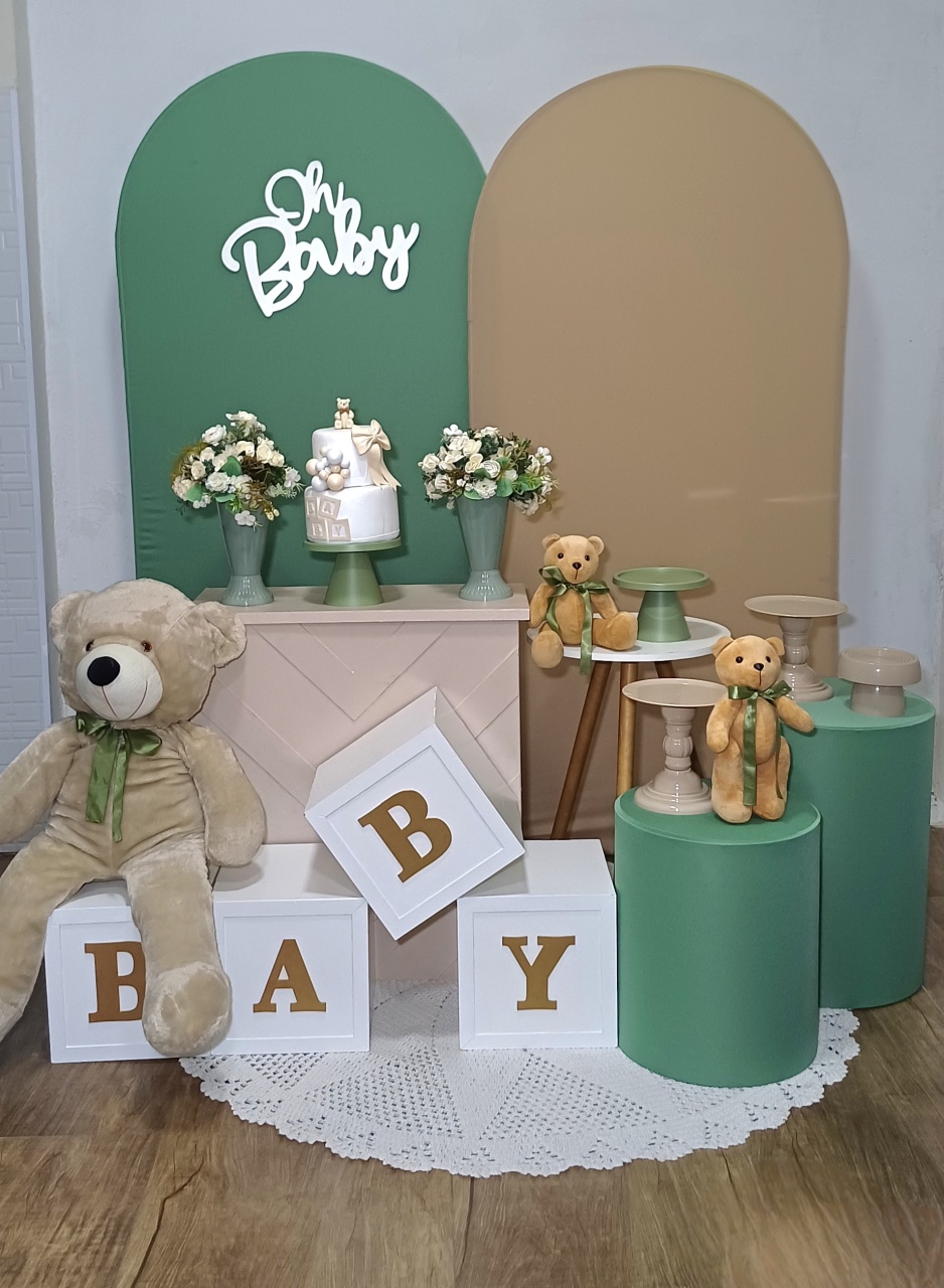 Chá de Bebê Verde E Bege - Kit Pegue E Monte - Luci_rodrigues_decorações