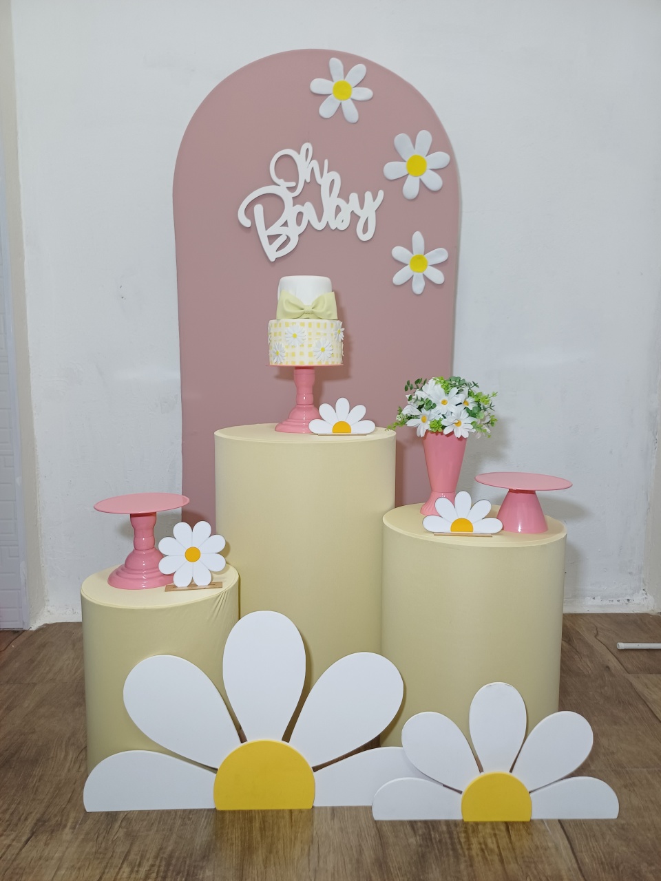Margaridas Baby Rosê E Amarelo - Kit Pegue E Monte - Luci_rodrigues_decorações