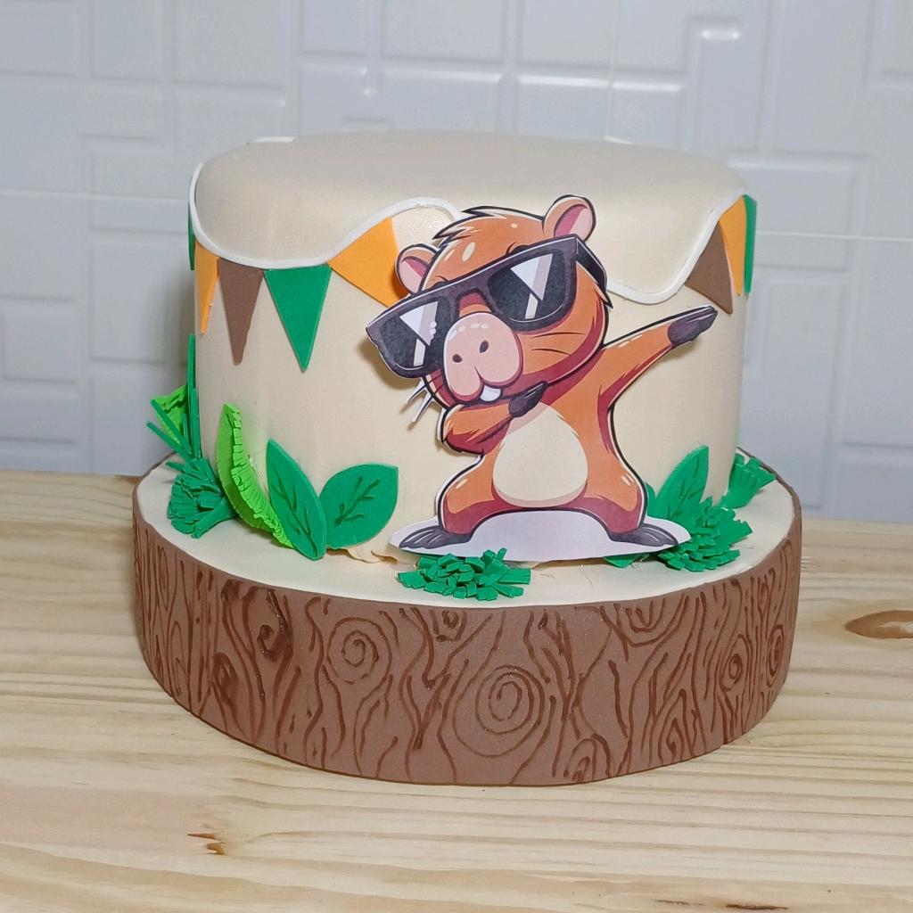 Bolo Capivara - Azul - Luci_rodrigues_decorações