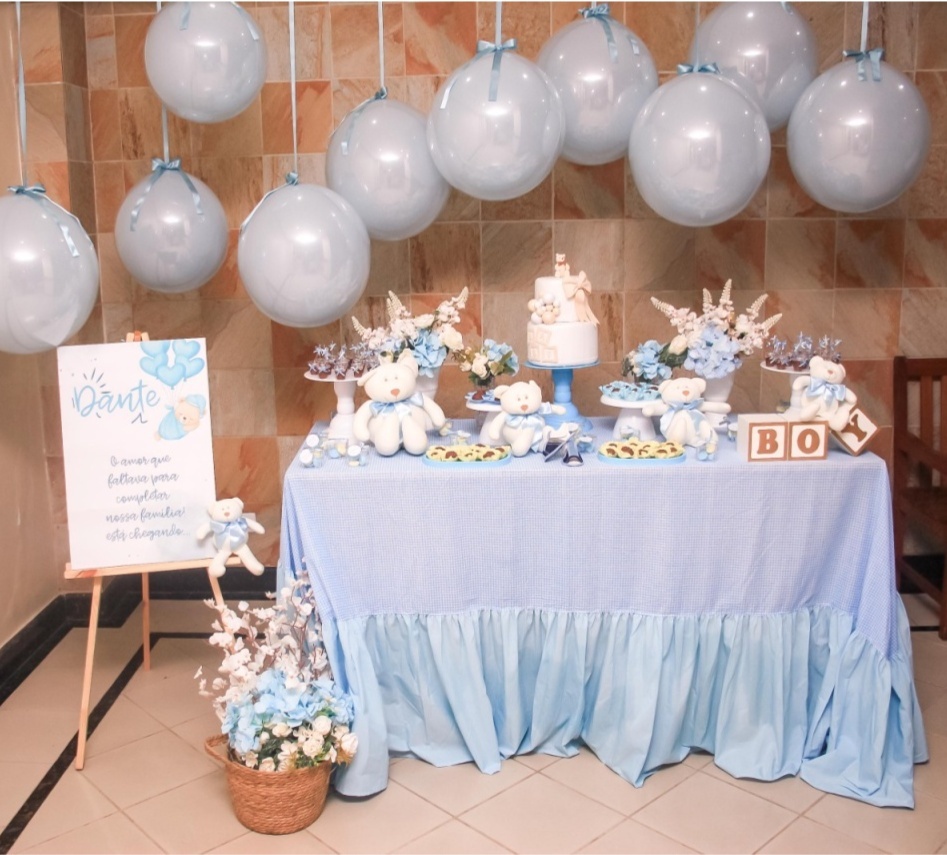 Chá de Bebê Azul Com Toalha - Luci_rodrigues_decorações