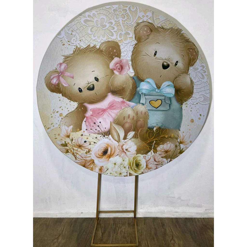 Revelação - Ursinhos Azul E Rosa - Painel Redondo - Luci_rodrigues_decorações
