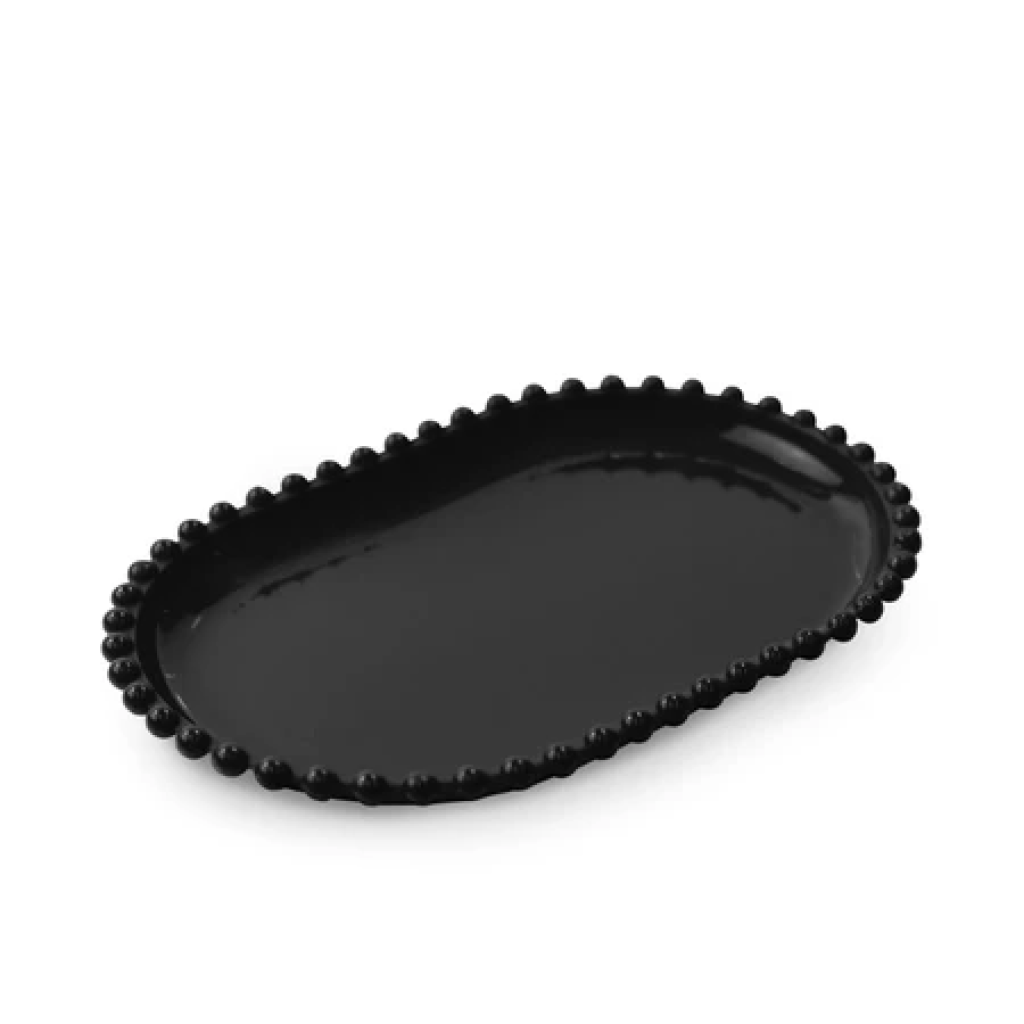 Bandeja Oval Perola - Preto - Luci_rodrigues_decorações