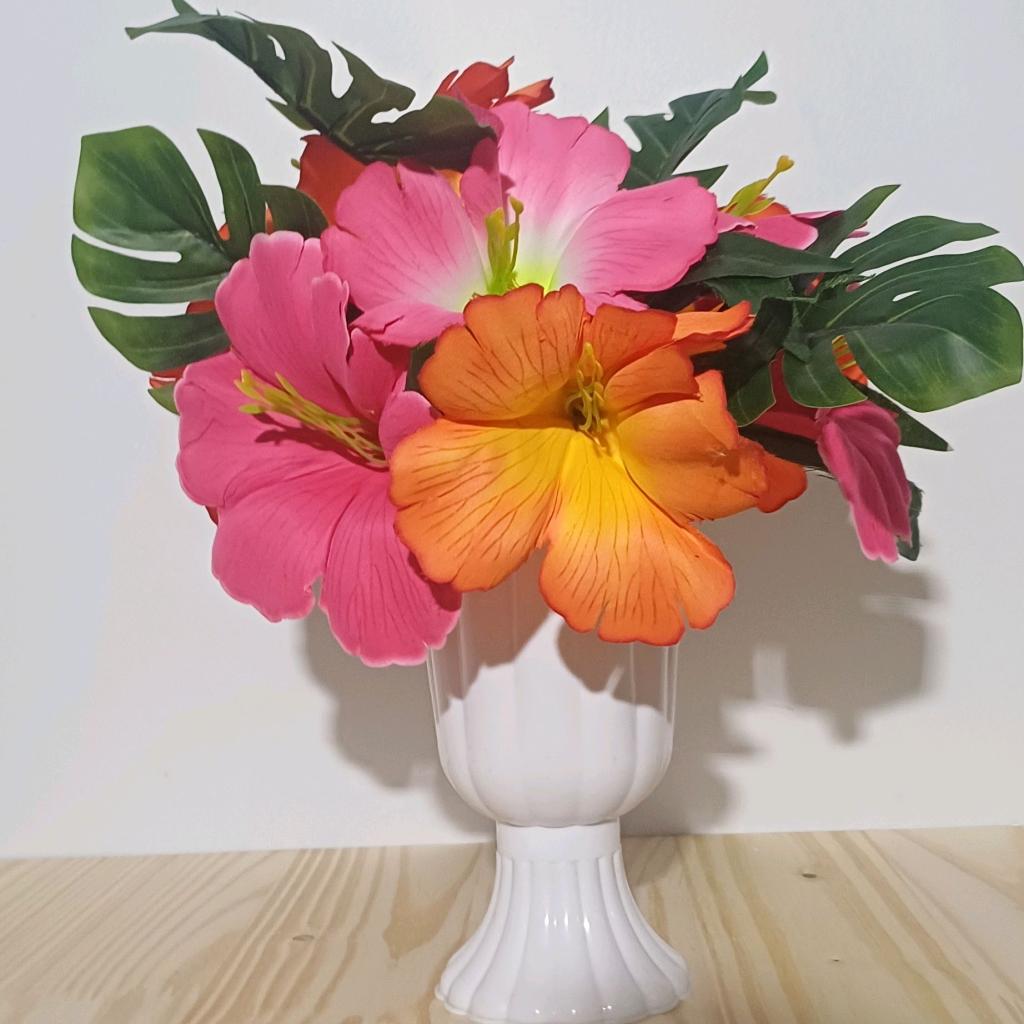 Arranjo Floral - Hibisco - Pink/Laranja - Luci_rodrigues_decorações