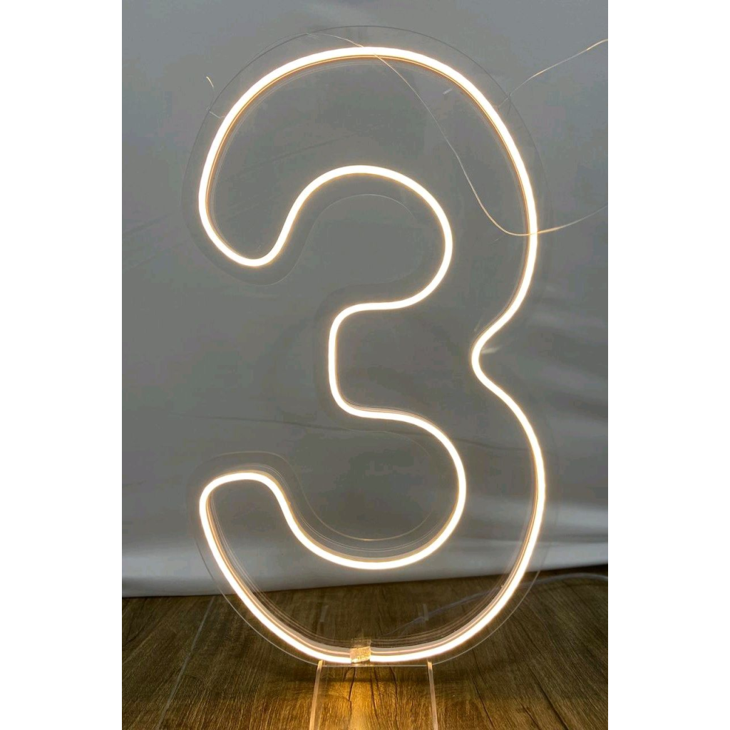 Numero Led 3 - Branco Quente - Luci_rodrigues_decorações