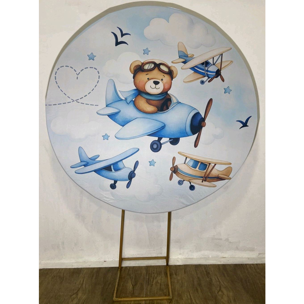 Ursinho Aviador - Painel Redondo - Luci_rodrigues_decorações