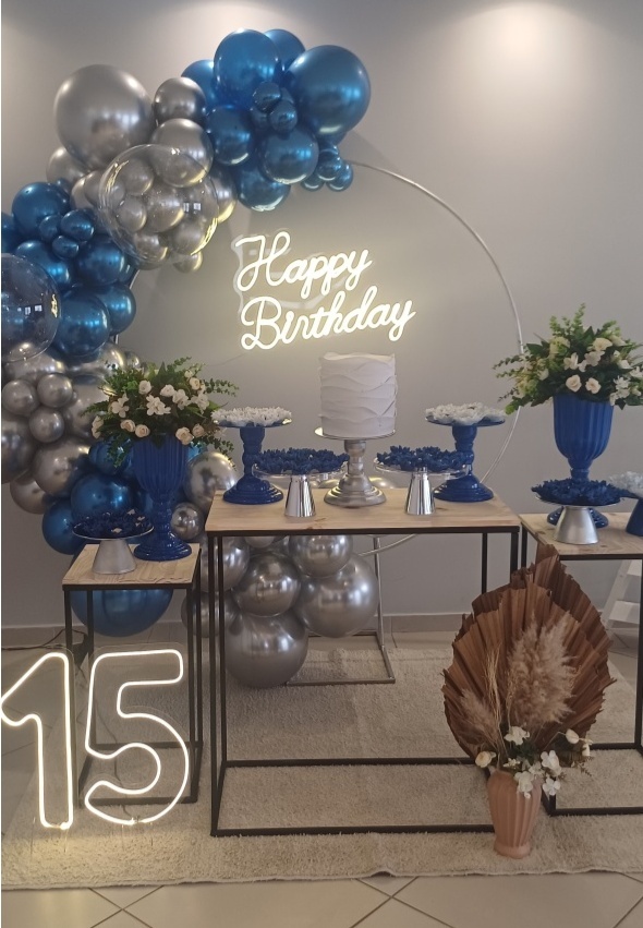15 Anos Azul E Prata - Kit Pegue E Monte - Luci_rodrigues_decorações