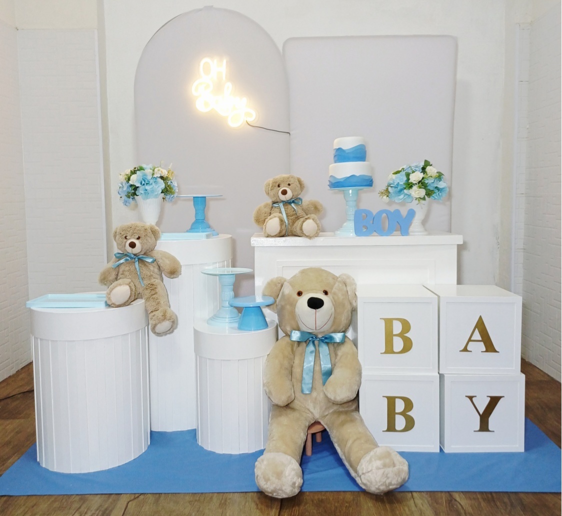 Cha de Bebê Clean Com Detalhes Azul - Kit Pegue E Monte - Luci_rodrigues_decorações