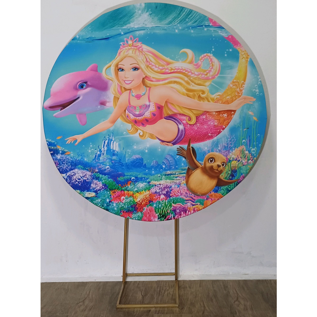 Barbie Sereia - Painel Redondo - Luci_rodrigues_decorações