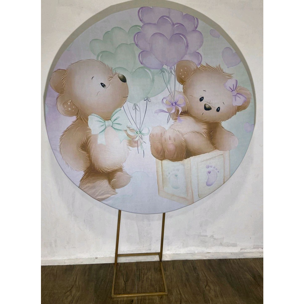 Revelação - Ursinhos Verde E Lilás - Painel Redondo - Luci_rodrigues_decorações