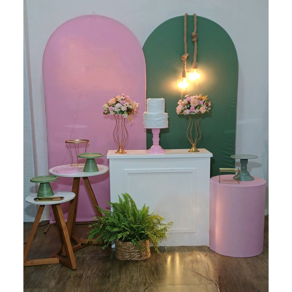 Decoração Clean Verde E Rosa - Luci_rodrigues_decorações