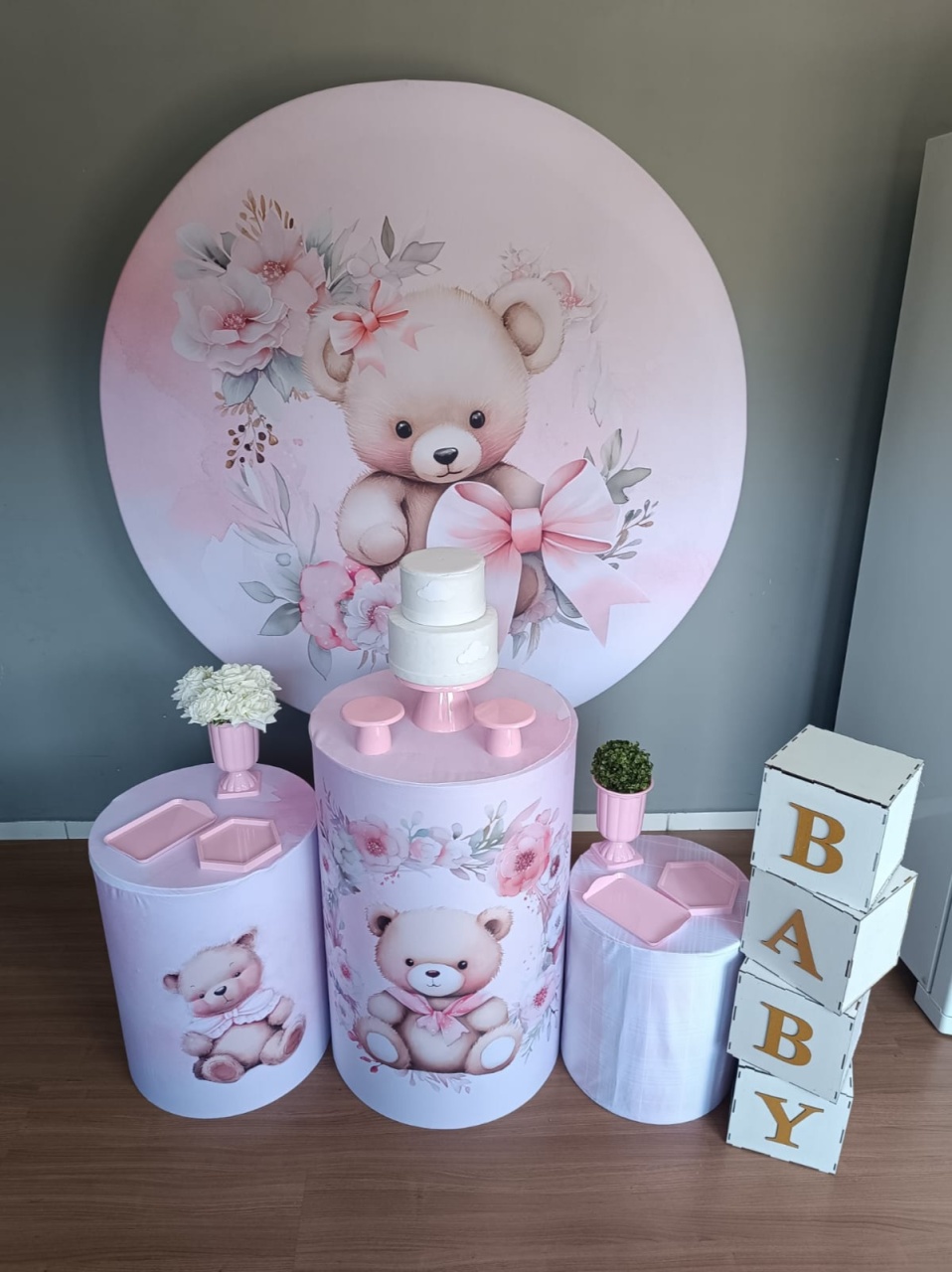 Kit Prata - Ursinha Rosa - Encanto e Festas