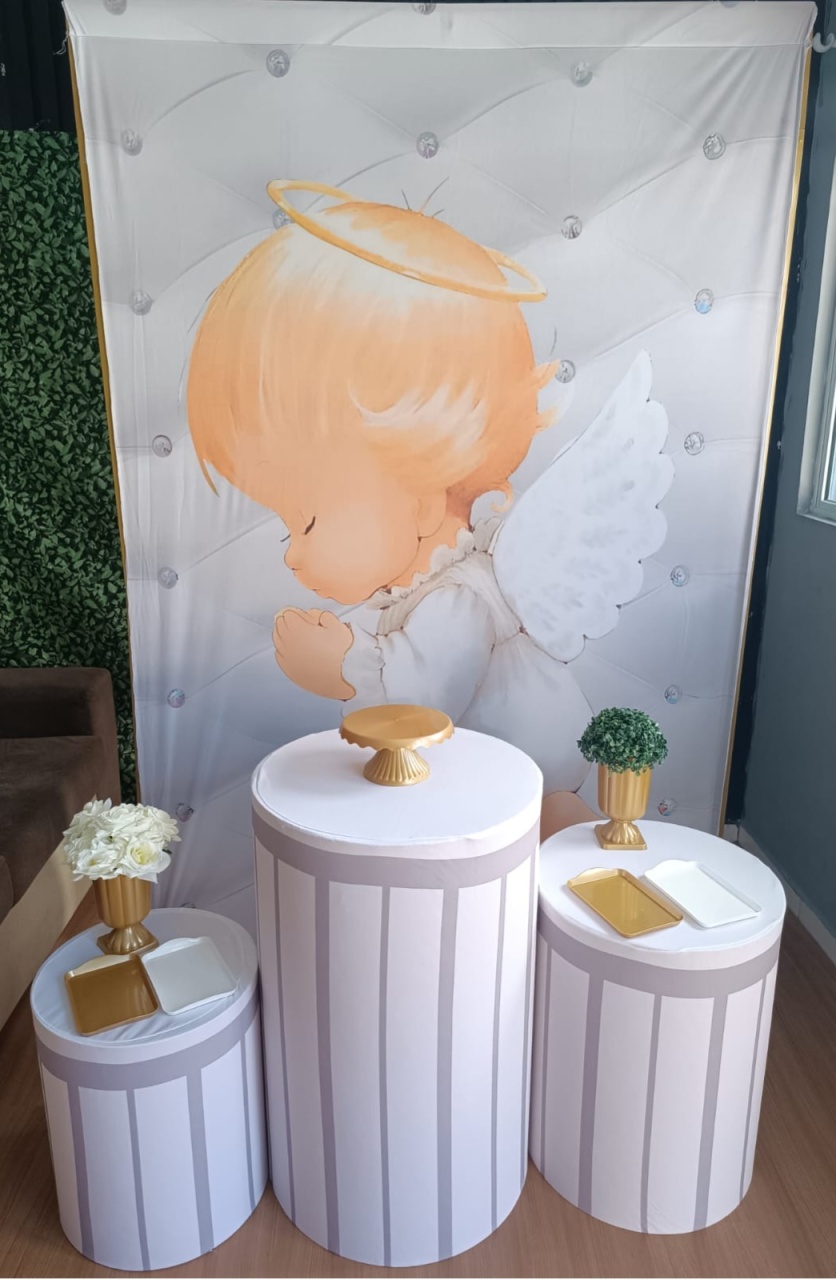 Kit Bronze - Batizado - Painel Retangular - Encanto e Festas