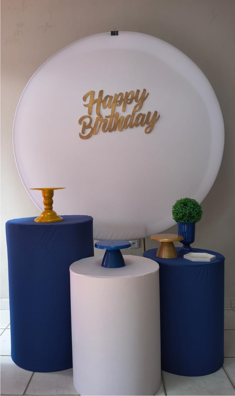 Tema Azul Branco E Dourado - festa facil