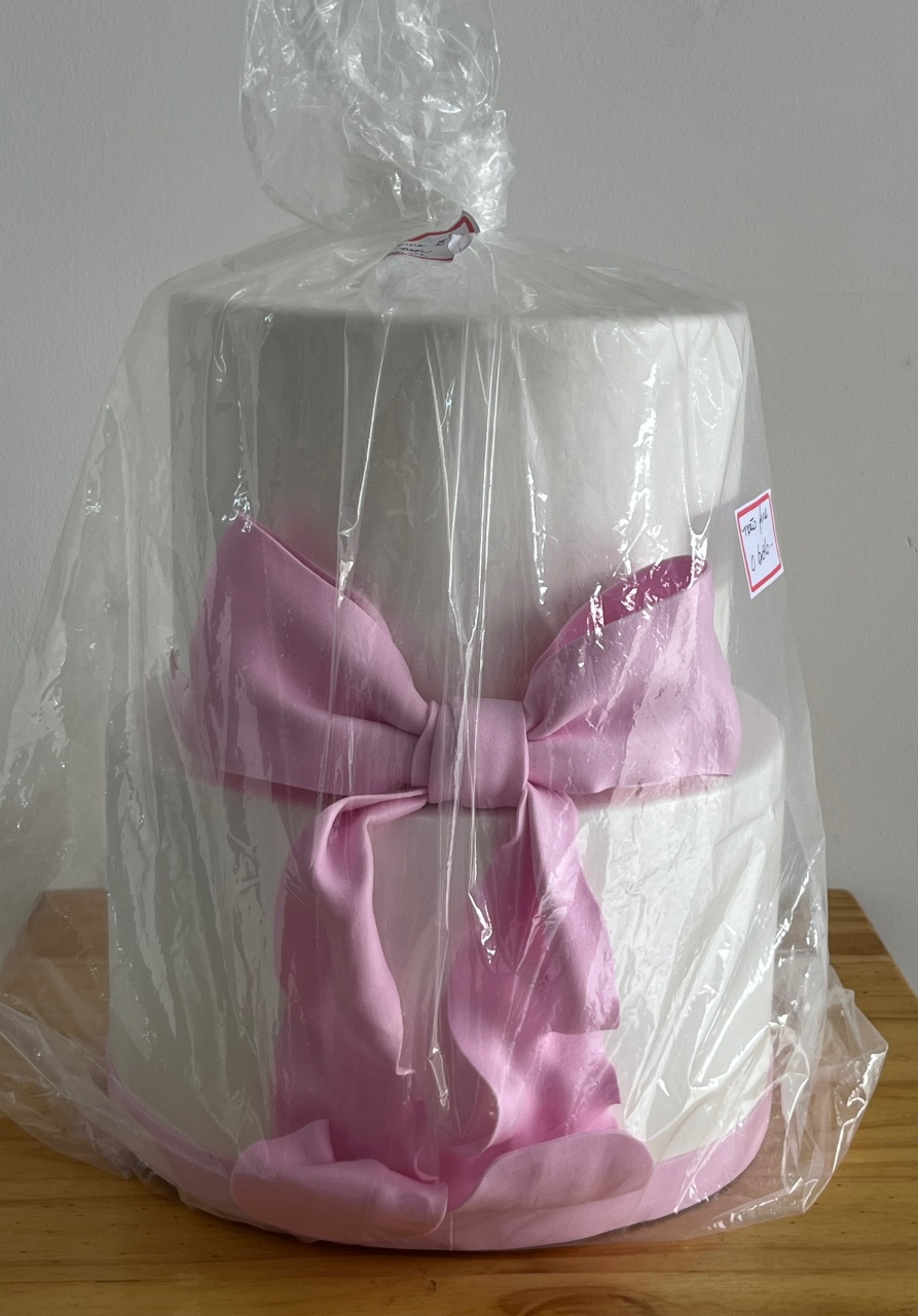 Bolo Laço Rosa - Mirlenedecora