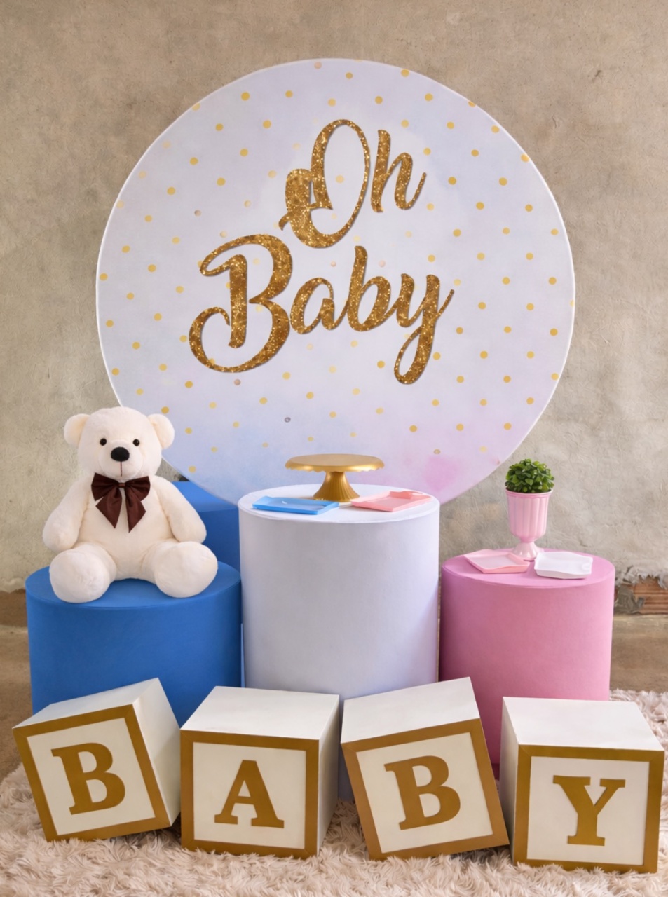 Chá Revelação Oh Baby - Kit Básico + Cubos - Ana Monteart Decor