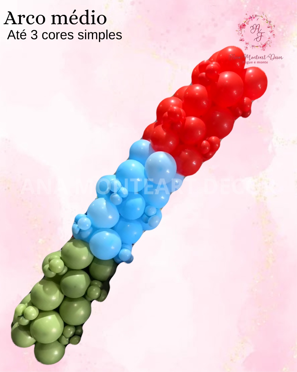 Arco de Balões M Até 3 Cores Simples - Ana Monteart Decor