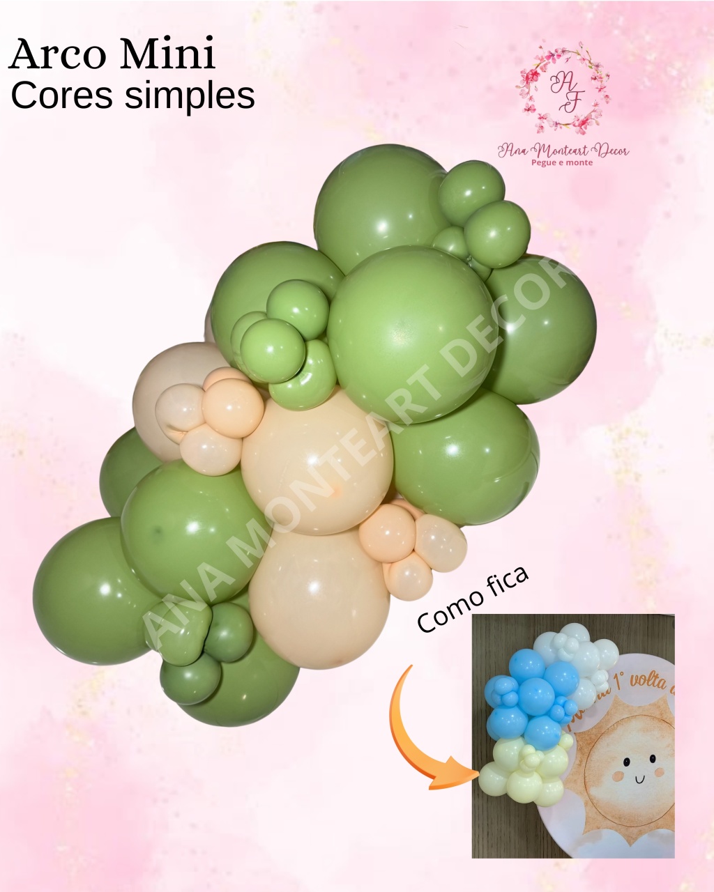 Arco de Balões Mini Até Duas Cores Simples - Ana Monteart Decor