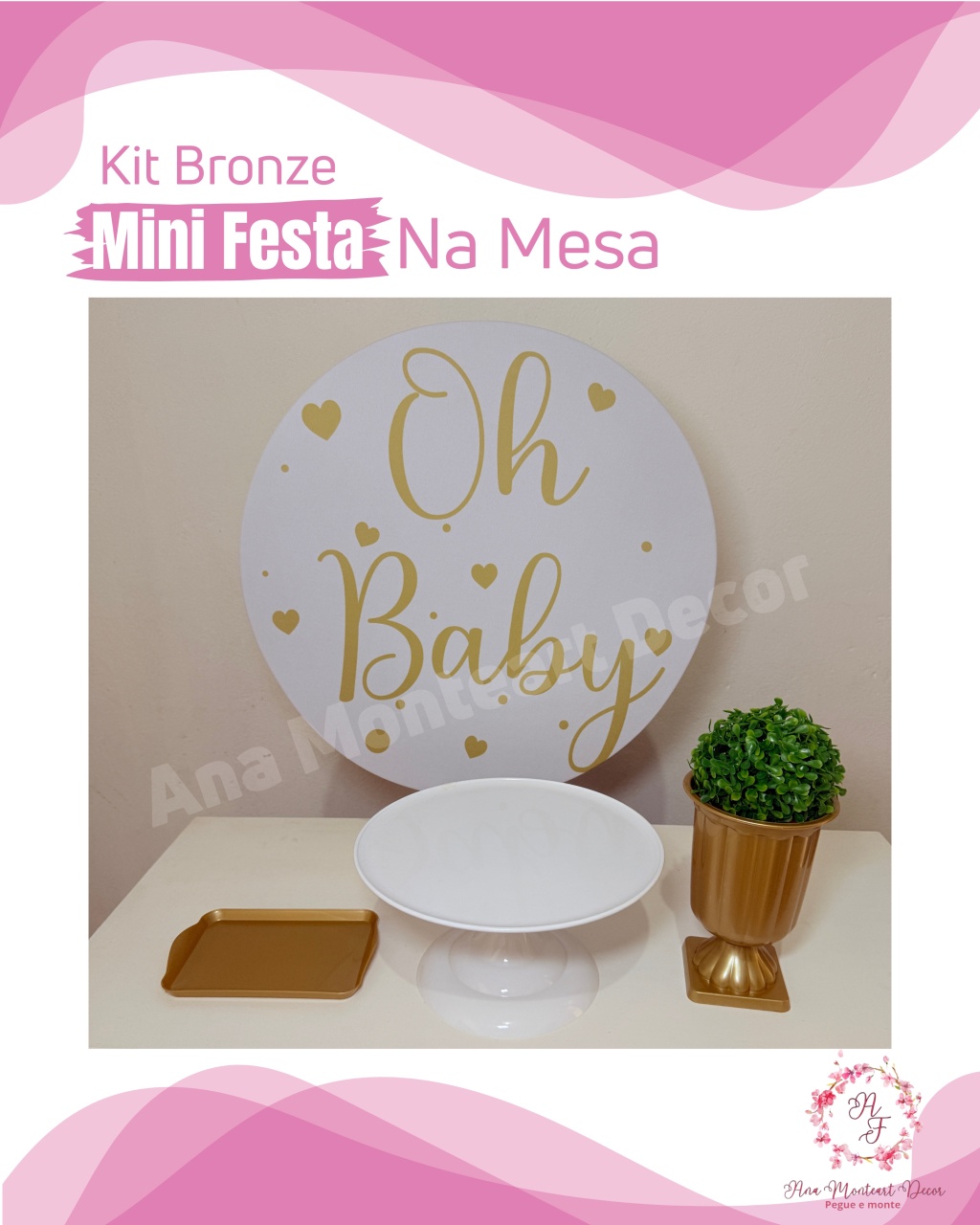 Oh Baby - Kit Bronze Mini Festa Na Mesa - Ana Monteart Decor