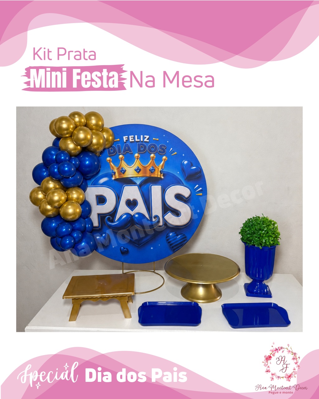 Dia dos Pais Coroa - Kit Prata Mini Festa Na Mesa - Ana Monteart Decor