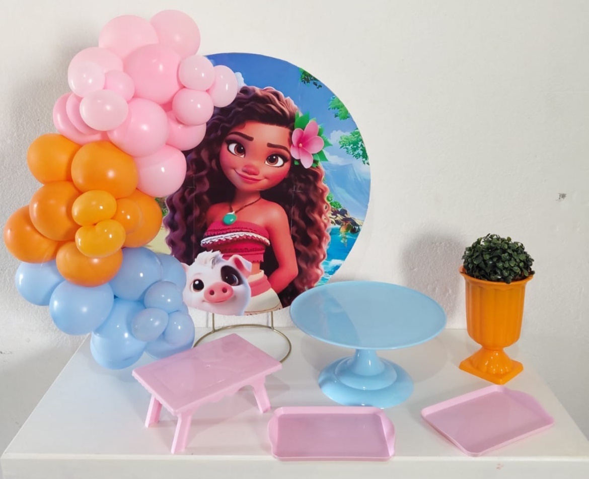 Moana Personalizado - Kit Prata Mini Festa Na Mesa - Ana Monteart Decor