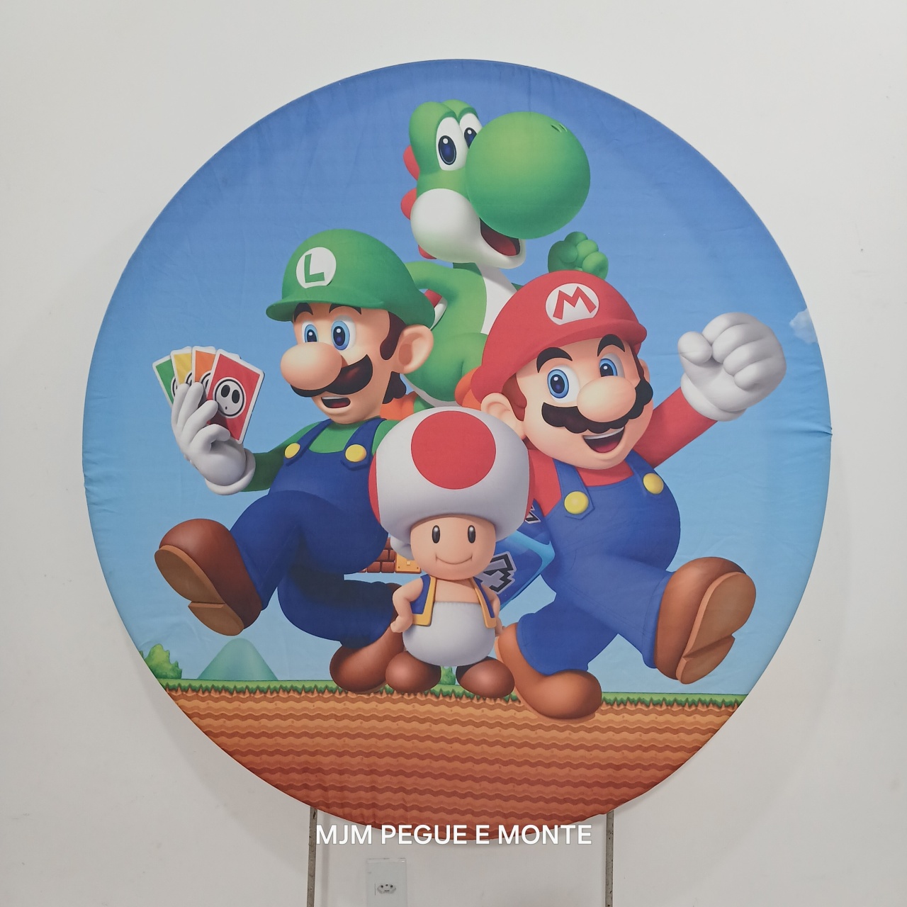 Capa Painel Redondo Mario Bros - MJM PEGUE E MONTE