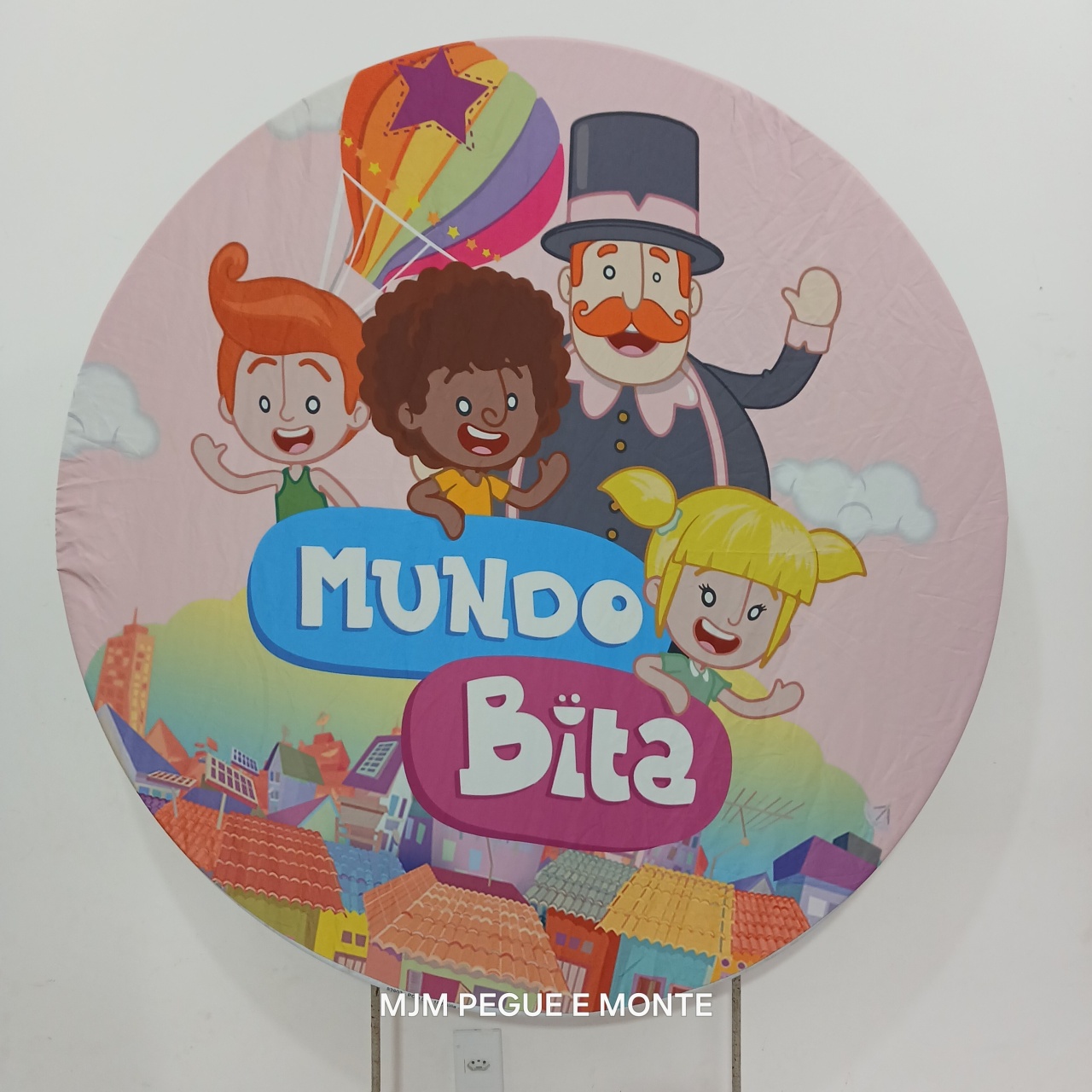 Capa Painel Redondo Mundo Do Bita Rosa - MJM PEGUE E MONTE