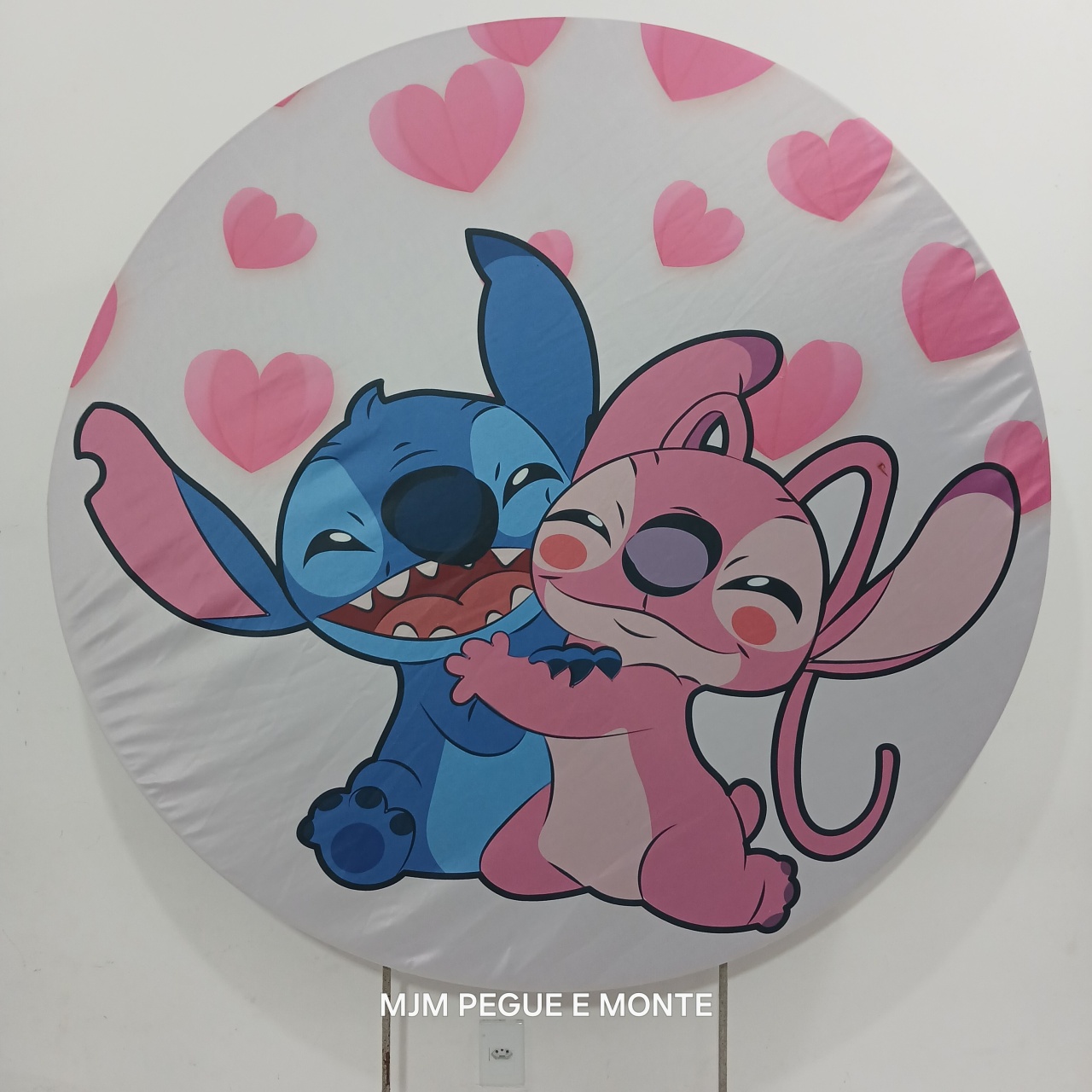 Capa Painel Redondo Stitch E Angel - MJM PEGUE E MONTE