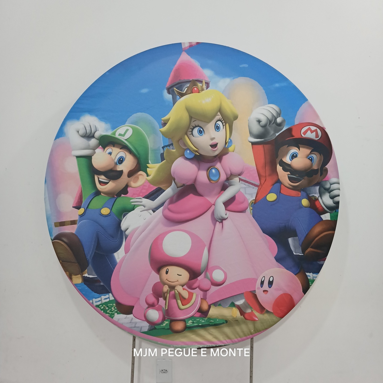 Capa Painel Redondo Mario Bros Princesa Peach - MJM PEGUE E MONTE